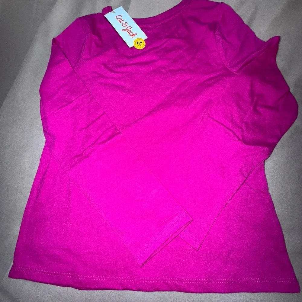 Cat & Jack Gymnastics Graphic Tee Kids S 6/7 Magenta NEW Glitter Ribbon Shirt